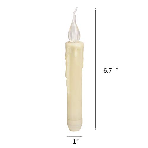 6Pcs Flameless Taper Candles Aa Battery Operated Small Led Tapered Candle Ivory Unscented Flickering Church Candle Amber Yellow Glow For Halloween Thanksgiving Christmas #TOP1