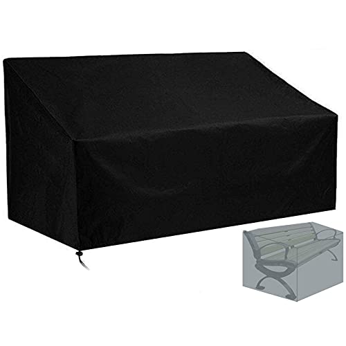 DFANCE Garden Bench Covers 4 Seater,rip Proof 420D Oxford Fabric Outdoor Patio Bench Seat Cover,Waterproof,Windproof,Anti Uv Garden Bench Cover with Storage Bag - Black