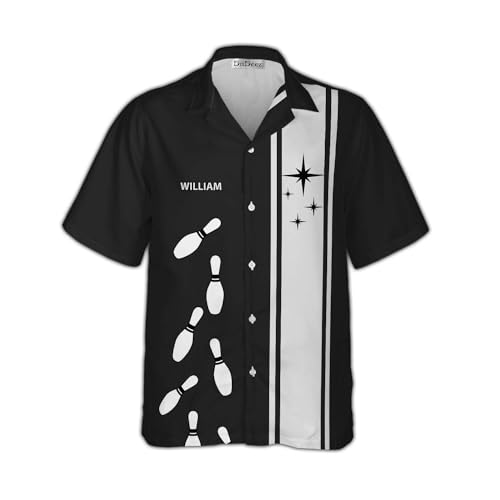 Men's Vintage Bowling Shirts 1950s Casual Short Sleeve Button Up Hawaiin Shirt Summer Cuban Collar Retro Bowling
