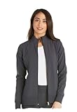 Contemporáneo Cherokee Iflex Zip Front Warm-up Jacket Chaqueta médica, Peltre, M para Mujer