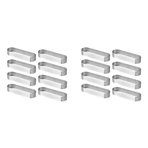 TsoLay 16 Pièces Moules à Tartelettes Ovales, Anneau de Aux Fruits de Mousse de Dessert Français Moule à Gâteau de Quiche, Anneau de Mousse de en Acier Inoxydable