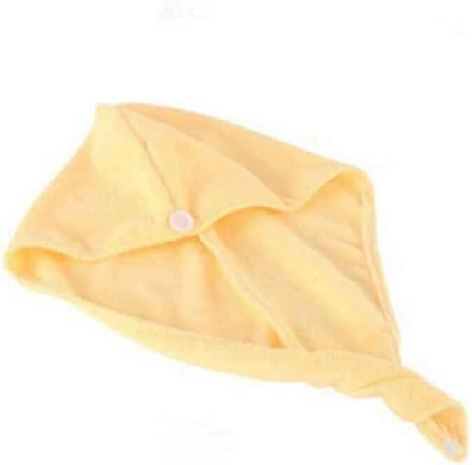 Hair Drying Hat,Hair Drying Towels,Hair TowelSoft Shower Cap Microfiber Bath Towel Hair Dry Quick Drying Lady Bath Towel Hat for Lady Man Turban Wrap Bathing Tools(Yellow)