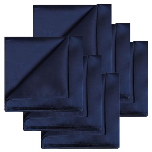 Image of KissTies 6PCS Satin Pocket Square Plain Color Handkerchief Gift Set