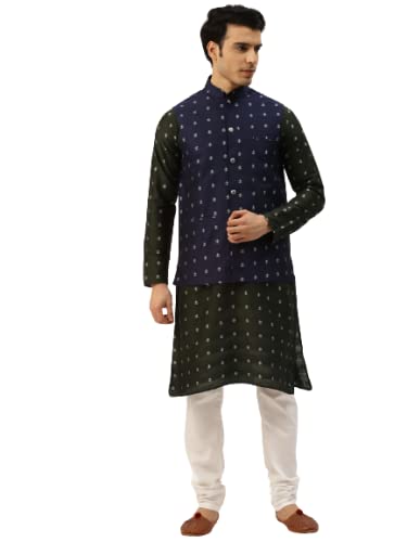 Image of SOJANYA (Since 1958 Men's Pure Cotton Mustard Embroidered Sequined Kurta