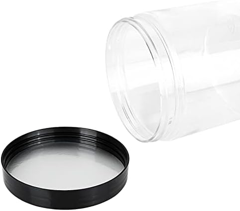 LOLYSIC 16PCS Plastic Jars with Lids, 500ML Clear Round Plastic Storage Jars with Screw Lid, Black Lid Plastic Storage Jars with Screw Lids Airtight Plastic Jars for Kitchen Pantry Liquid Dry Food