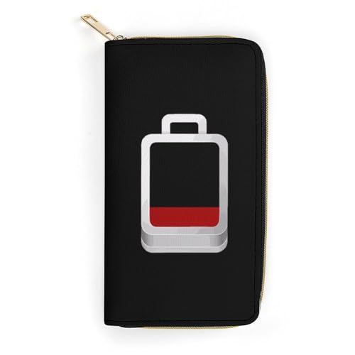 Low Battery Wristlet Wallets for Men Women Leather Purse Clutch Cute Card Holder