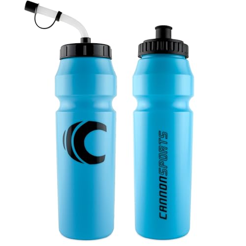 Image of Cannon Sports 1 Liter Sports Water Bottle, BPA-Free, 34 Oz Capacity, Large Mouth, 2 lids (Straw and Squeeze), Great For Helmet Sports Such As Hockey, Lacrosse, Football, Boxing (Light Blue)