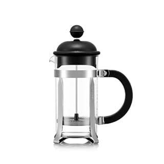 Bodum Caffettiera Cafetière à Piston Noir – 350ml / 3 Tasses – Verre Borosilicate – Filtre Acier Inoxydable – Sans BPA – Lavable au Lave-Vaisselle – Fabriquée au Portugal