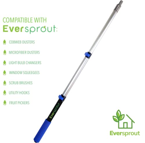 Eversprout 1.5-To-3 Foot Scrub Brush | Built-In Rubber Bumper | Lightweight Extension Pole Handle | Soft Bristles Wash Car, Rv, Boat, Solar Panel, Deck | Shower Brush For Cleaning | Floor Brush #TOP6