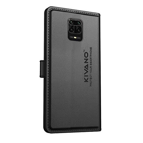 Image of KIVANO Professional Series Wallet Case Luxurious Design Premium PU Leather Flip Case Back Cover with Magnetic Closure For Xiaomi Redmi Note 9 Pro - Black