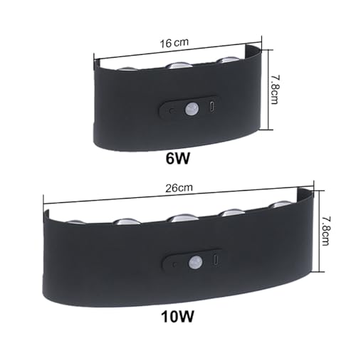 Aplique de pared LED rectangular de 26cm luz calida con sensor de movimiento 6