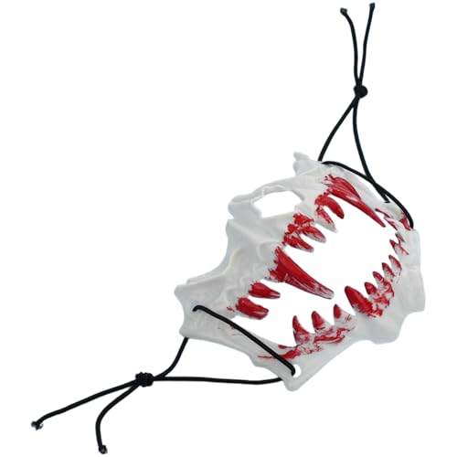 dPois Adjustable Animal Skull Half Mask Lightweight Design with Elastic Strap for Comfortable All-Day Convention Wear Type C White One Size