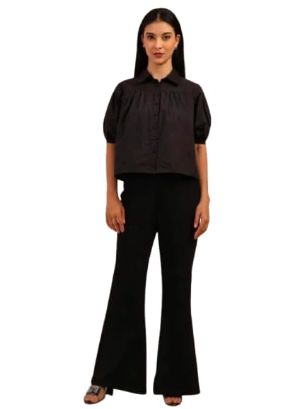 Casual Shirt for Women | Fabric Button Down Top with 3/4 Puff Sleeves | Stylish Western Office & Daily Shirt for Girls-image-29