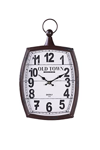 Dozily Vintage Wall Clocks Battery Operated Silent Non-Ticking Decor Wall Clocks Brown 16" H X 9.5" W #TOP8