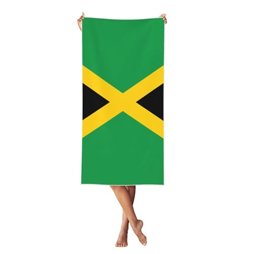 Jkkghll Toalla de playa con estampado de la bandera de Jamaica, tamaño grande y ligera, de secado rápido, para viajes de verano