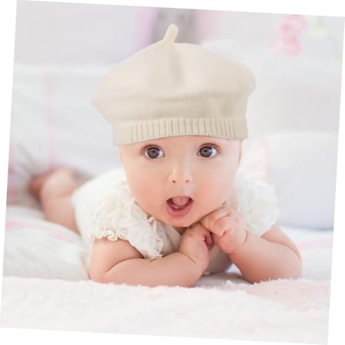 SAFIGLE Kids Knitted Beret Hat Fashionable French Style Baby Beanie for Boys and Girls Warm Winter Cap for Head Circumference 44-49cm Versatile Casual Outdoor Accessory Beige4