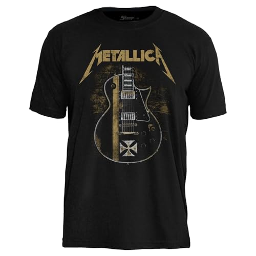 Camiseta Metallica Stamp Rockwear 2 | Moda, Bandas, Estilo Alternativo, Rock, Oficial. (BR, Alfa, G, Regular, Hetfield Iron Cross Guitar)