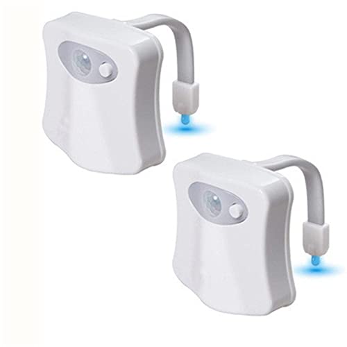 Torcarvh Toilet Night Light Motion Sensor Led 8 Colors Toilet Seat Night Light Smart Motion Sensor Waterproof Backlight LED Nightlight (White-2 Packs)