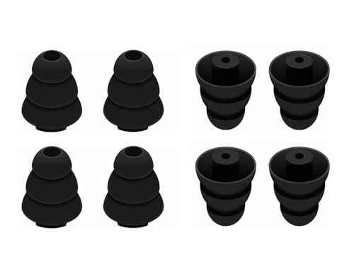 A-Pcas 3フランジ イヤーパッド 4ペア Shu-re用 SE215用 SE530用 West-one用 KLIP-SCH用 UM2 IEMs用 3mm以下小口イヤホン用 トリプルフランジ イヤーピース Sサイズ4ペア入り 【ブラック】【Sサイズ】522