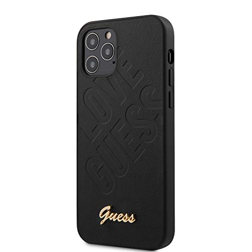 Guess Guhcp12Lpuilgbk Cover Con Logo Iridescent Love Script Gold Per Iphone 12 Pro Max 6,7", Colore: Nero