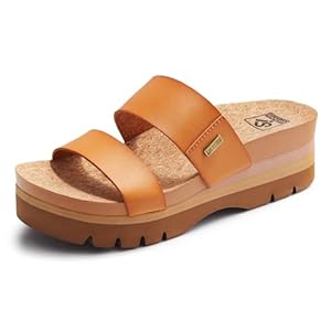 Women’s Higher Platform Sandals Arch Support Beach Slides for Woman Orthotic Summer Causal Cork Footbed Slip on Cushion Cute 2 Strap Flatform 2.2IN sandalias de mujer