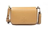 Tory Burch Thea Pebbled Leather Flap Crossbody Shoulder Bag (Tiramisu)