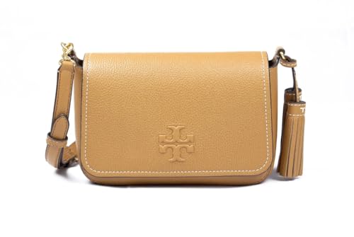 Tory Burch Thea Bolsa tiracolo de couro granulado com aba (Tiramisu), Tiramisu