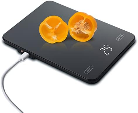 ERAVSOW USB Rechargeable Food Scale,22lb/10KG Digital Kitchen Scale for Cooking and Baking,1g Accuracy and Back-lit LED Display.
