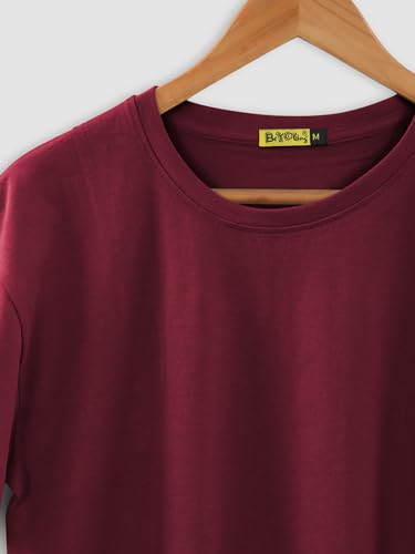 Image of BEYOUNG Cotton Regular Fit Plain T-Shirt for Men | Flexible Round Neck | Casual T-Shirt | Solid T-Shirt | Half-Sleeves | Stylish T-Shirt