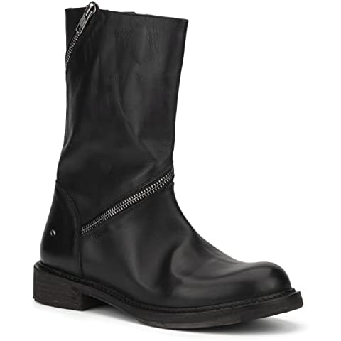 Vintage Foundry Co. Womens Regine Black Mid Calf Round Toe Boots, Textile Lining, Square Heel Leather Outsole; Size 7 Cover