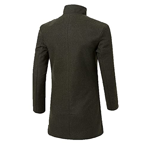 Herren solide Farb-Langärmelverlängerte BüroJacke Stand-Kragen Verbinderknopf Passform formale Banketmantel Fahrrad Thermojacke Herren (Army Green, XL)