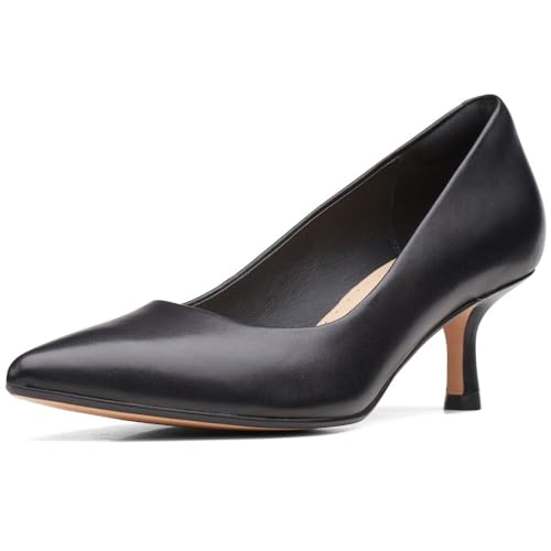 Clarks Laina55 Court escarpins noirs en cuir pour femme