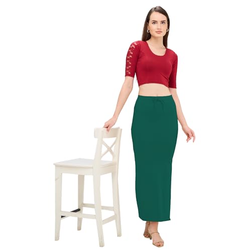 Image of DESI GIRL Cotton Lycra Stretchable Saree Shapewear Petticoat with Drawstring for Women | Fishcut Saree Petticoat with Side Slit for Easy Movement | Saree Shaper | Long inskirt