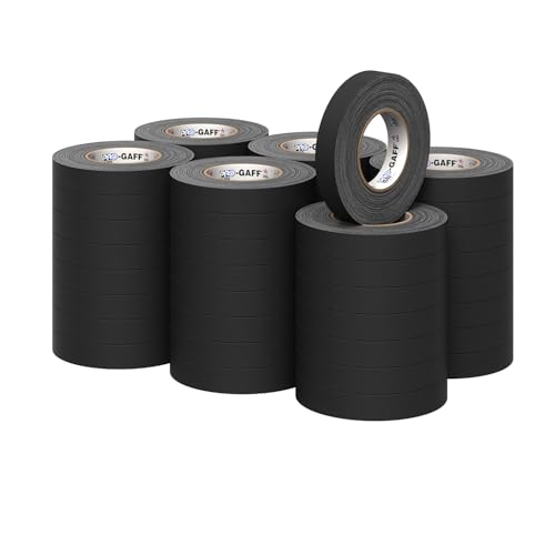 Image of 1 inch Pro Gaff Gaffers Tape 55 yards length black matte. Premium Heavy-Duty Gaffers Tape trusted by professional Gaffers. Made in the USA. Holds Tight, Easy to remove. (Pack of 48)