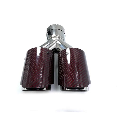 Embout d'échappement universel en fibre de carbone rouge double finition luxe
