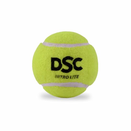 Image of DSC Nitro Lite Cricket Tennis Ball - All-Weather Rubber Composite with Lightweight, Premium Felt, Solid Core for Indoor & Turf Play (Yellow), 6 Balls