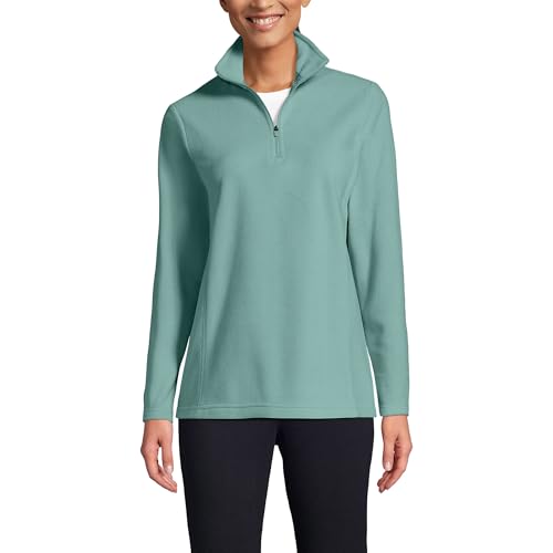 Lands' End Womens Quarter Zip Fleece Pullover Mint Sky Petite X-Large