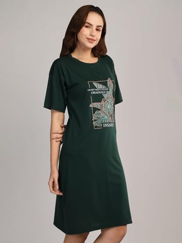 Image of Duchess Cotton Half Sleeve Oversized T-Shirts for Women| Nighty - Loose Fit Tee with Pocket