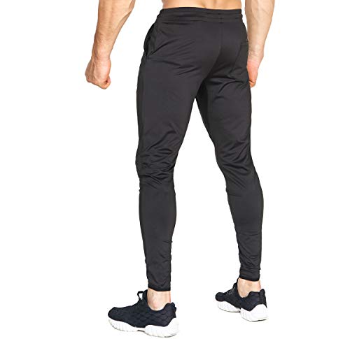 Foto von BROKIG Leichte Jogginghose Herren Fitnessstudio Trainingshose Slim Fit Sporthose Lang mit Taschen(Schwarz,M)