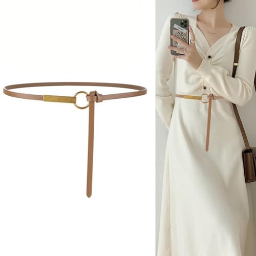 Women Tie Genuine Leather Skinny Belt Gold Buckle Wrap Belts3