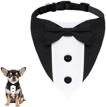 Heliltd 1pcs Dog Tuxedo with D-Ring Dog Suit with Bow Tie for Sma...