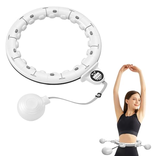 フラフープ ダイエット用 マートフラフープ 人気 フィットネス トライン訓練 ダイエット器具 お腹周りダイエット器具 サイズ調整可能 重み付け ウエスト くびれ 静音・減震設計 室内 屋外用 男女兼用 1.1KG(ホワイト)