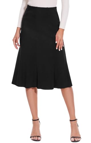 Women Elegant Knee Length Flared Skirt for Office and Casual