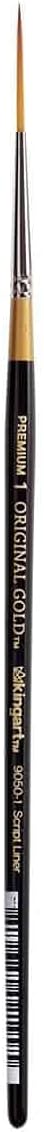 KINGART Premium 5 pc. Original Gold 9050 Series Script Liner Artist Brush Set, Synthetic Golden Taklon Hair for Acrylic, Oil, and Gouache Paint, Short Handle, 5 Sizes: 18/0, 10/0, 1, 2, 4