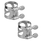 Orivin 2 Ligaduras Plateadas Para Clarinete Con Tornillos Ajustables Para Boquillas De Instrumentos De Viento De Madera, Accesorio Para Instrumentos Profesionales.