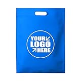 Muka (Price/100 PCS) TOPTIE 100 Pack Custom Non-Woven Handle Tote Bag, Heat Sealed Shopping Bag Goodie Present Bag-Sky Blue-10x14