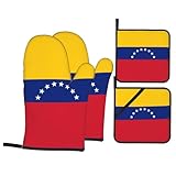 Flagge Venezuelas Küche Backen 4-teiliges Set - Isolierte Handschuhe, Topflappen zum Kochen & Grillen 0