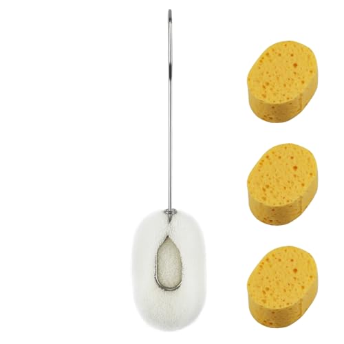 Spazzola di pulizia con manico in acciaio inox, spazzola per la pulizia delle bottiglie d'acqua Spazzola per la pulizia delle bottiglie d'acqua spazi STesta di spazzola ecologica 3pz