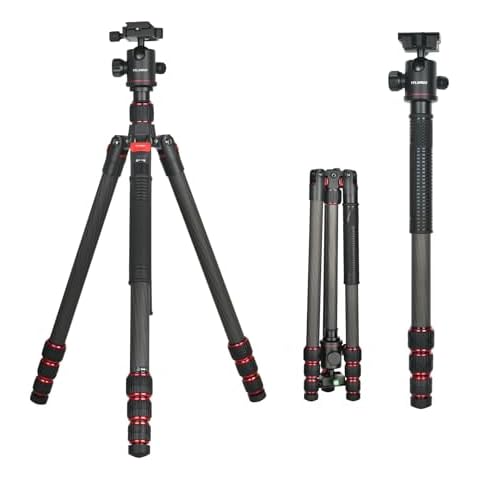 YELANGU Professional 68" Carbon Fiber Tripod for DSLR Camera & Video - Compact Travel Tripod,Heavy-Duty Stand,360° Ball Head, Quick Release Plate & Bag - Ideal for Canon, Nikon,Sony Cover