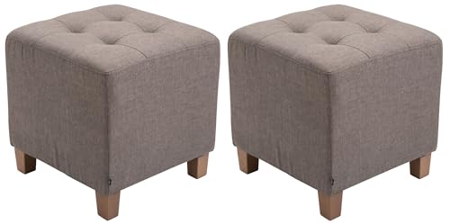 CLP 2er Set Sitzhocker Pharao mit Stoffbezug I Sitzwürfel mit hochwertiger Polsterung und Bodenschonern, Farbe:Taupe CLP 2er Set Sitzhocker Pharao mit Stoffbezug I Sitzwürfel mit hochwertiger Polsterung und Bodenschonern, Farbe:Taupe